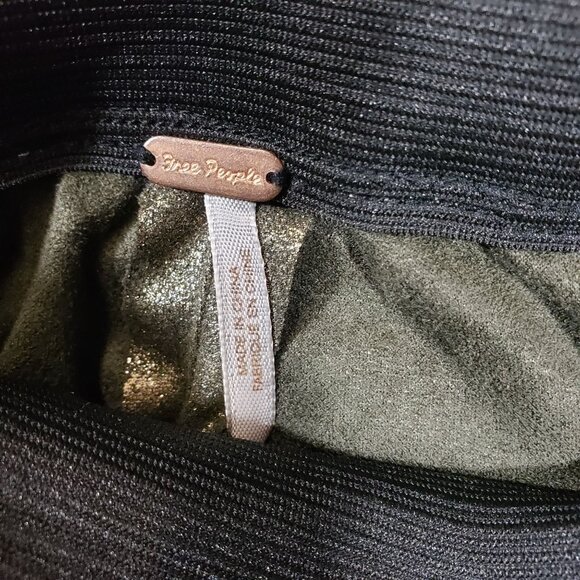 Free People Vegan Gold Metallic Wide Leg Track Pants Size S - Picture 8 of 10